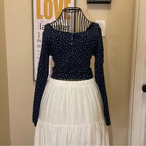 Navy Floral Long Sleeve Top *White Shirt NOT Included*